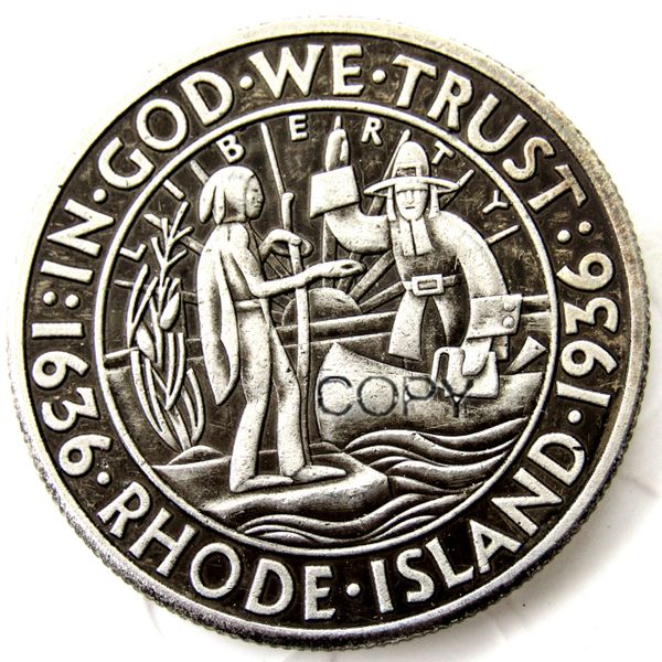 USA 1936 Mezzo dollaro commemorativo del Rhode Island Placcato in argento Copia artigianale Moneta in metallo per produzione di stampi Prezzo di fabbrica
