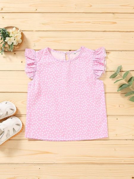 

toddler girls ditsy floral ruffle trim blouse she, White;black