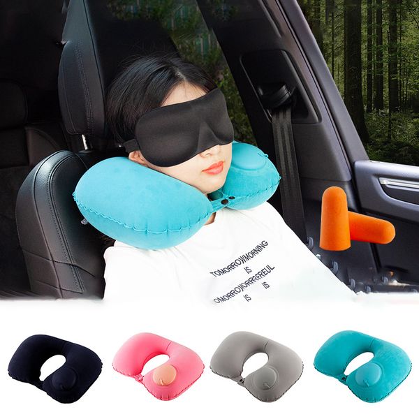 Auto U-förmige aufblasbare Kopfstütze Kissen Nackenkissen für Reisen Büro Nickerchen Kopfstütze