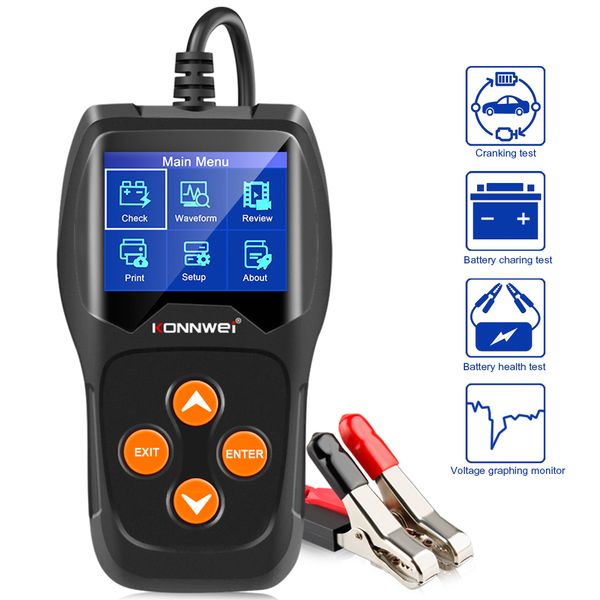 

new konnwei kw600 car battery tester 12v digital color screen auto battery analyzer 100 to 2000cca cranking charging car diagnostic fast-shi