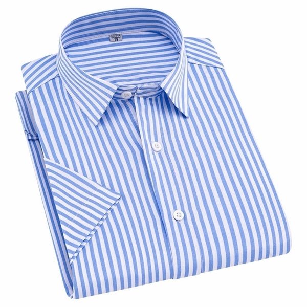 

summer new turn down collar short sleeve striped men casual shirts soft comfortable male clothes without chest pocket, White;black