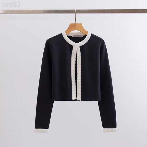 

women's knits & tees designer 2022 spring new product temperament celebrity xiaoxiangfeng short cardigan coat round neck long sleeve sm, White