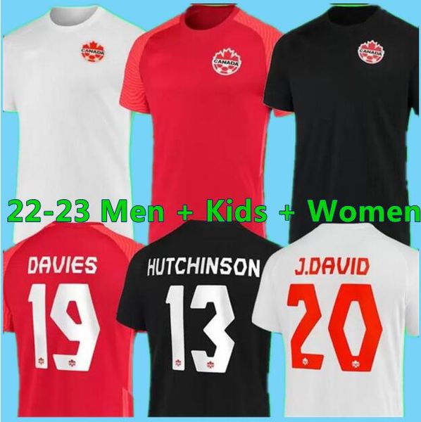 

22 23 canada soccer jerseys national team home away kits 2022 davies david larin cavallini laryea millar 2023 the lates men women kids jerse, Black;yellow
