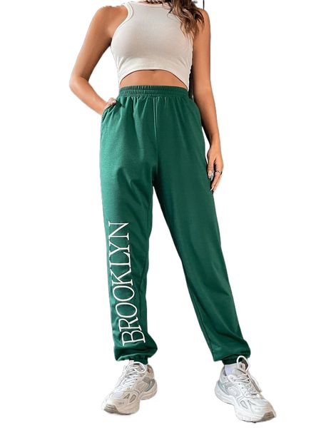 

letter graphic slant pocket sweatpants k5dq#, Black;white
