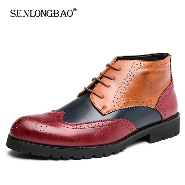 

luxurious men boots brand new men ankle boots quality leather mens dress shoes laceup oxford formal shoes wedding shoes 3848 210315, Black;brown