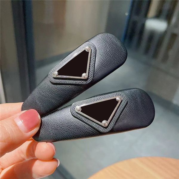 

retro leather triangular barrettes women side bb clips hairpin personality hair clips headdress wholesale, Golden;silver