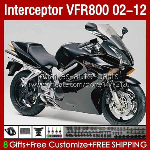 Carene per HONDA Interceptor VFR800 VFR 800 RR CC 800RR VFR800RR 02 03 04 05 06 07 Factory Black Body 129No.80 800CC 2002 2008 2009 2010 2011 2012 VFR-800 02-12 Carrozzeria