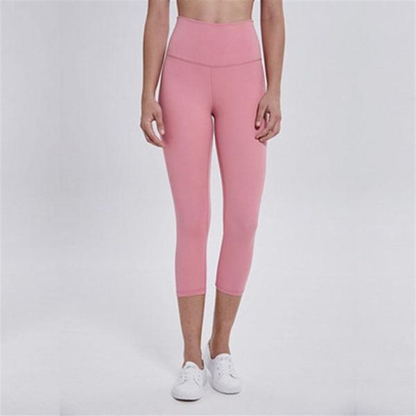 

seamless womens yoga leggings suit cropped pants high waist align threaded sports mid-calf raising hips gym wear elastic fitnes2280