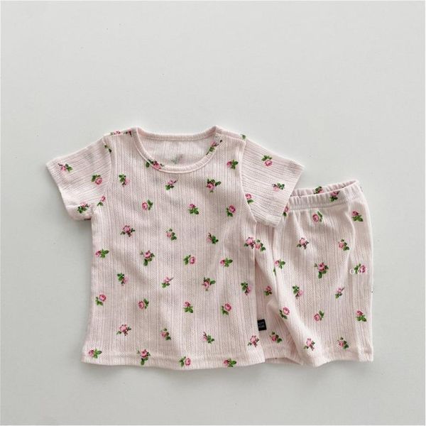 

fashion summer toddler baby gir clothes set soft cotton t shirt shorts 2pcs kids girls floral outfits children suit, White