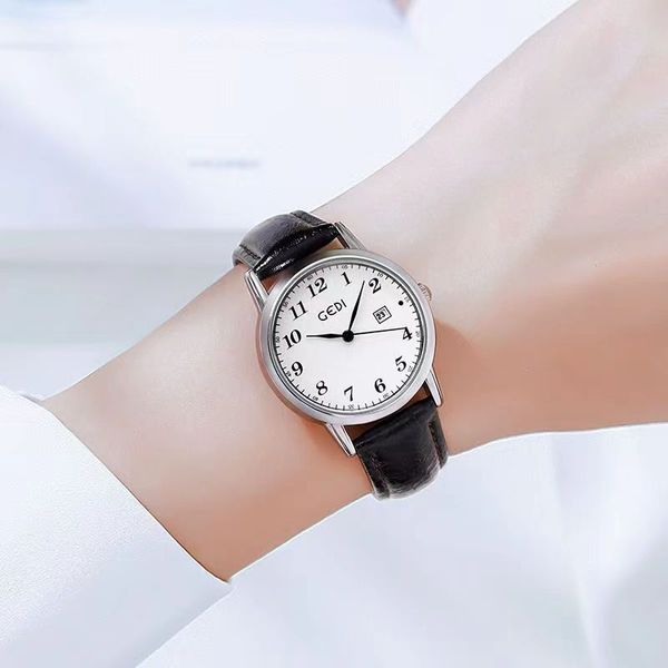 

luxury womens watches waterproof designer watch leather strap calendar female student retro style simple fashion big digital nfgnb, Slivery;golden
