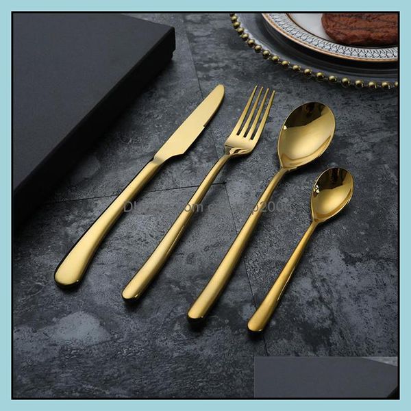 Set di posate Cucina Sala da pranzo Bar Casa Giardino Posate occidentali Set in acciaio inossidabile Sierware Modern Heavy Duty Forchetta Coltello Cucchiaio Stoviglie Dr