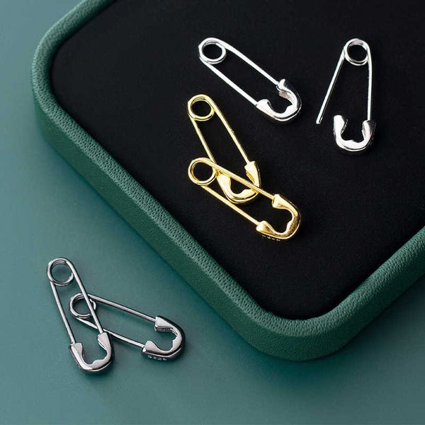 

trustdavis 1pair paper clip shape ear buckle earring creative new design lady madam women 925 sterling silver jewelry 1634 v2, Golden;silver