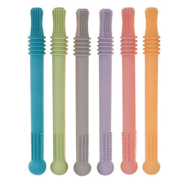 

infant teether molars training teething silicone straw gum toys molar masticator soothers anti-eating hand gum newborn chewing exercise toy