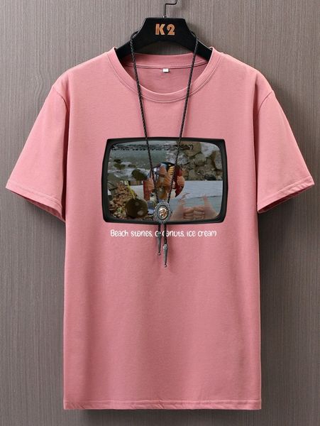 

romwe guys coconut hand letter print tee q4ba#, White;black