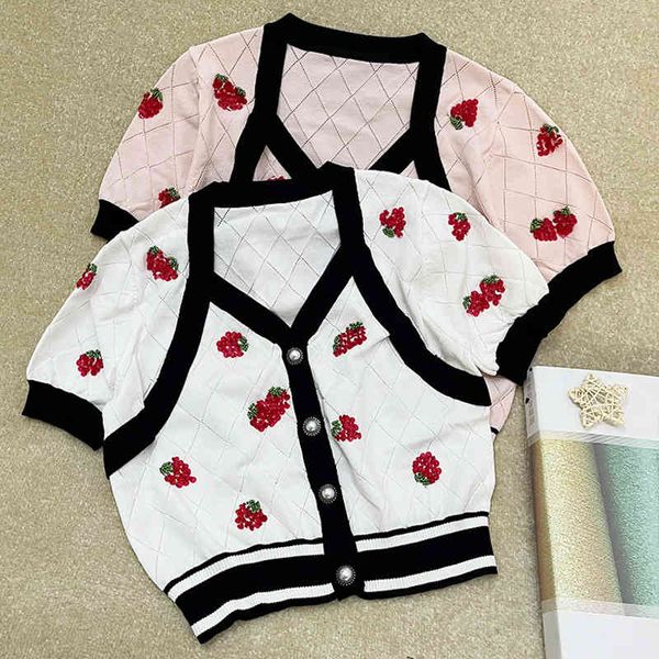 

women's hoodies sweatshirts french sweet little saffron thin knitted cardigan women's korean short sleeve v-neck ice silk short ca, Black