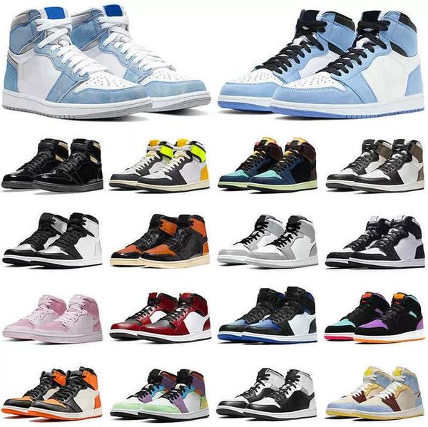 

jumpman 1 1s basketball shoes women mens trainers sneakers hyper royal university blue black gold light smoke grey shadow athletic sport