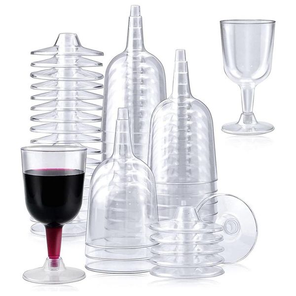 Kissen/Dekokissen 50 Stück durchsichtiges Weinglas aus Kunststoff, recycelbar, wiederverwendbare Einwegbecher für Champagner, Dessert, Bier, Pudding, PartyC