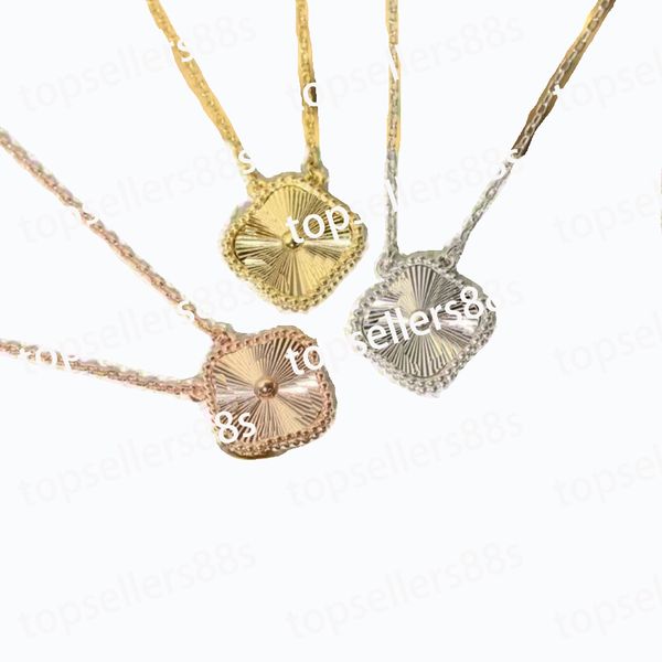 

fashion classic pendant necklaces for women luxurious four leaf clover stripes locket necklace diamonds choker chain designer jewelry female, Silver