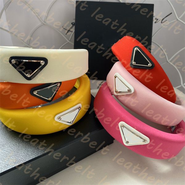 

women designer headband triangle badge hair band casual sport headdress fashion color wide sponge headbands, Silver