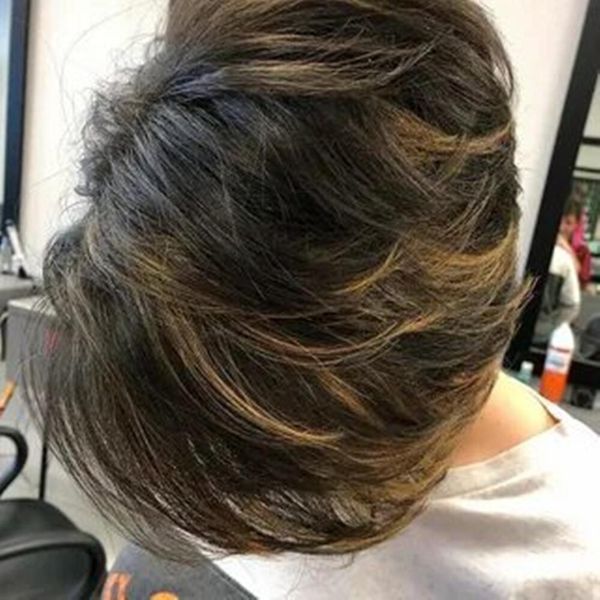

short pixie cut wigs with bangs natural black human hair wig for women cute straight slight layered none lace full machine made wigs, Black;brown