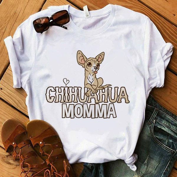 Zogankin Chihuahua Momma Print T-shirt da donna Summer Fashion Funny Dog Design T-shirt da ragazza adorabile Tee Femme