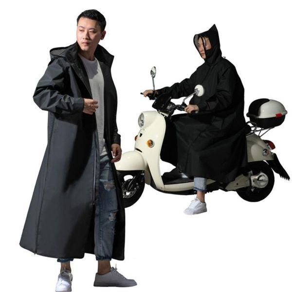 Herren -Grabenmäntel Eva Regenmantel Frauen/Männer Reißverschluss Kapuze Poncho Motorrad Regenbekleidung Langstil Wanderum Umwelt Regenjacke -Männer's