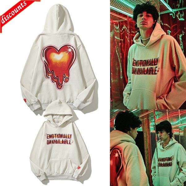 

men's brand fashion trend sweater wholesale high phantom dissolves love letter loose hooded for men casual hoodies, Black