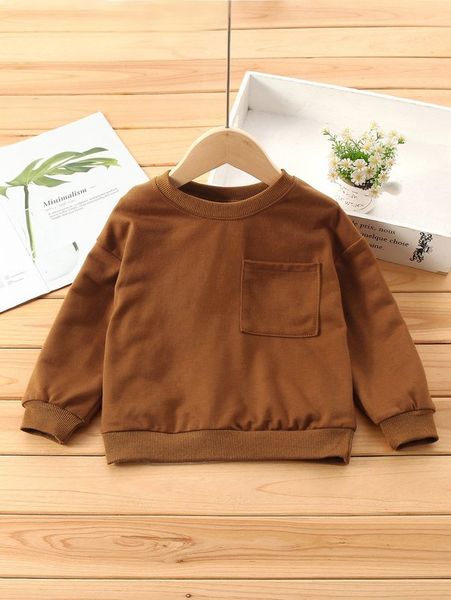 

toddler boys patched pocket drop shoulder pullover she, Black