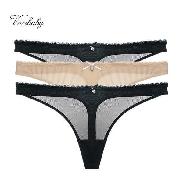 

varsbaby thong transparent underwear sequined briefs lowrise gstring s2xl panties 3pcspack y200425, Black;pink
