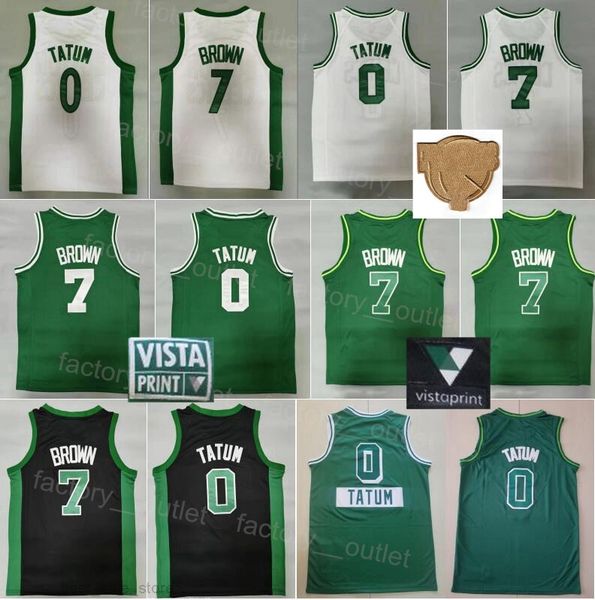 The Finals Patch Basketball Jayson Tatum Jersey 0 Jaylen Brown 7 Vistaprint Sponsor All Stitched Team Green Black White Color Stickerei für