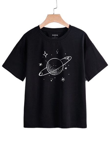 

planet & star print tee p2de#, White
