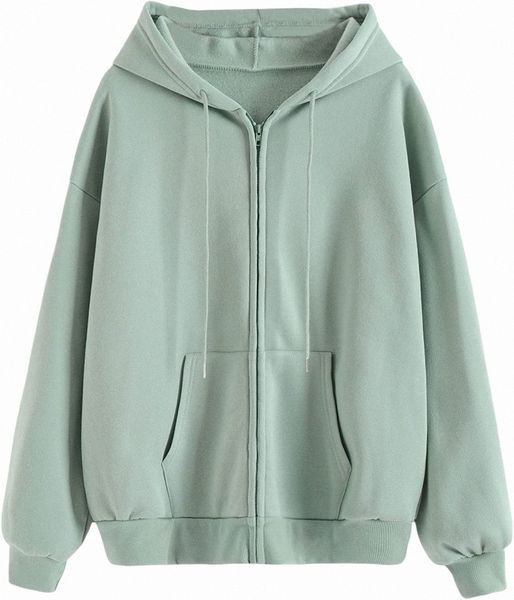 

women's zip front drawstring hoodie long sleeve casual sweatshirt y3d7#, Black
