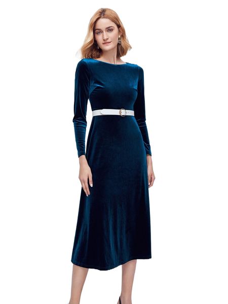 

motf premium velvet dress without belt p9xv#, Black;gray