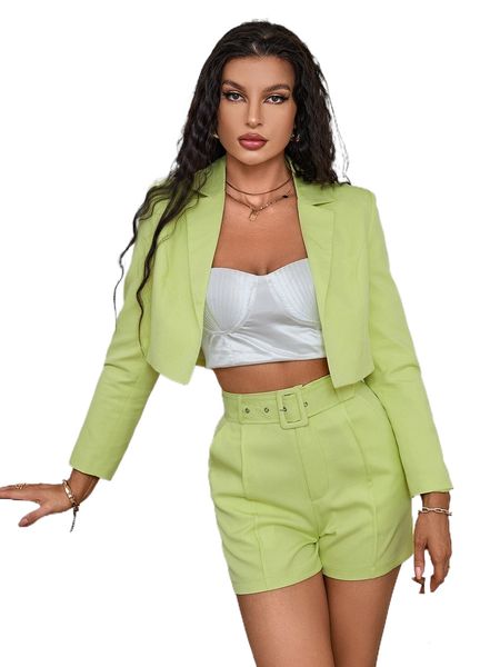 

high waist press crease belted shorts 55vt#, White;black