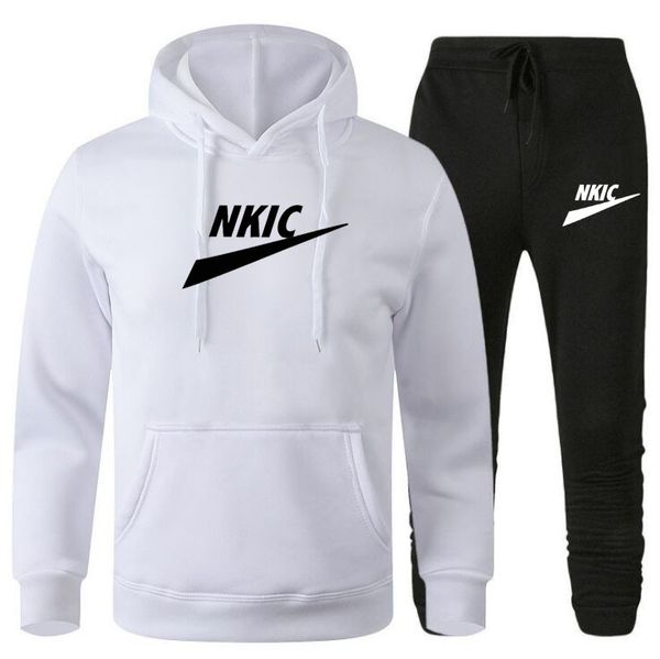 

2022 tracksuit men 2 pieces set sweatshirt + sweatpants sportswear brand logo hoodies casual mens clothing male fleece streetwear, Gray
