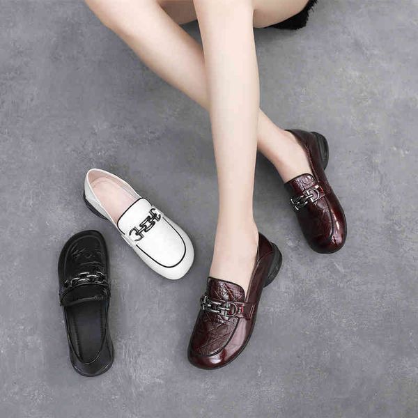 

dress shoes spring and autumn flat heel soft sole british small leather shoes women's head patent single low l1w0, Black