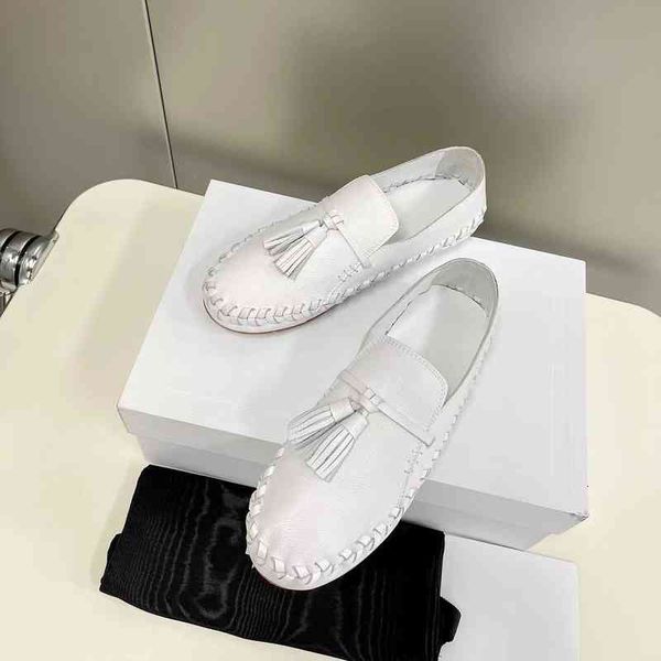 

dress shoes women's leather flat sneakers decorative tassel shoes round head in spring, Black