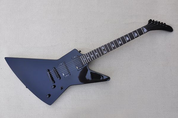 

factory custom unusual black electric guitar with black hardwares,rosewood fretboard,snake fret inlay,can be customized