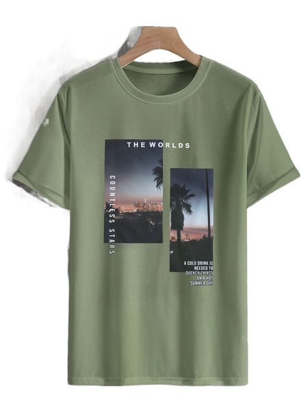 

men night view & slogan graphic tee m5kn#, White;black