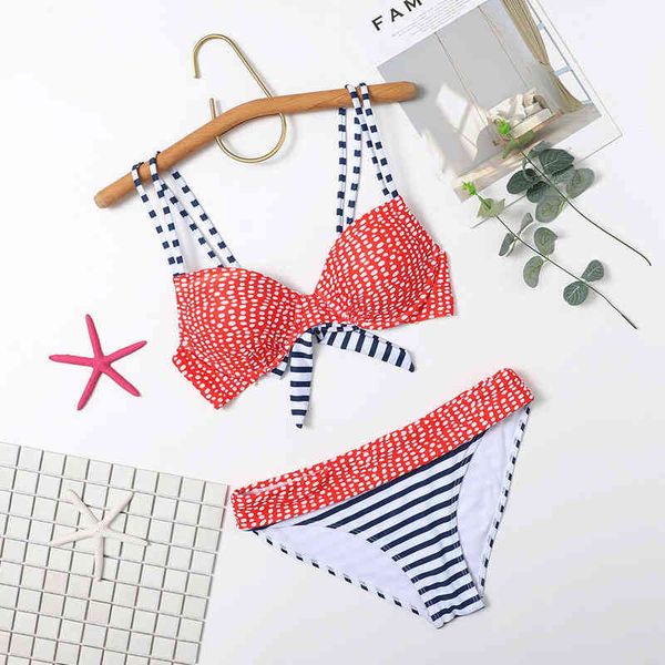

split hard women's clad steel carrying printed bow bikini swimsuit, White;black