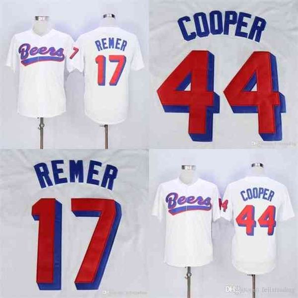 

xflsp the baseketball beers movie #17 doug remer #44 joe coop cooper baseketball white button baseball jerseys, Black