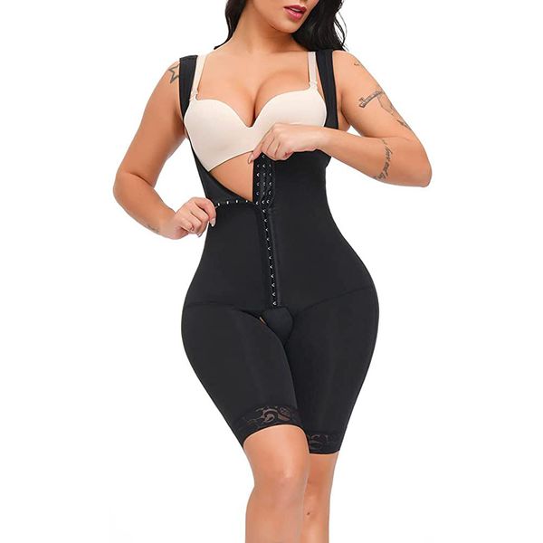 

women's shapers fajas colombianas shapewear women tummy tuck body shaper postpartum girdle waist trainer open bust bodysuit, Black;white