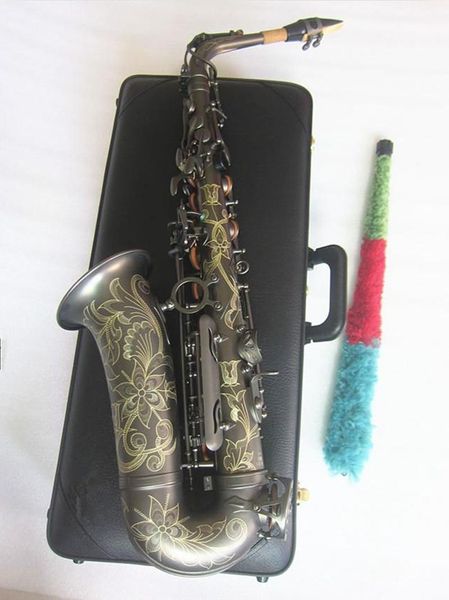 

black ebtune musical instrument a-992 alto saxophone with mouthpiece with reed. neck. case