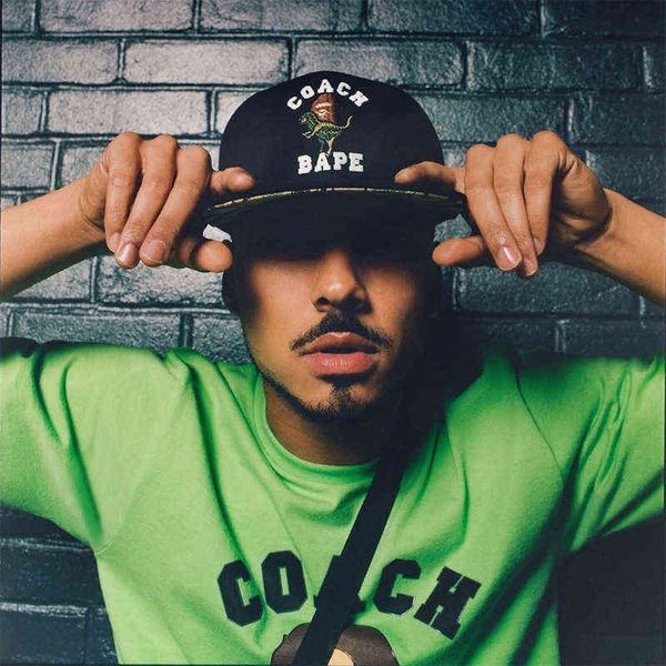 

brand designer t shirt 2021bape dinosaur co branding ape head 3d printing short sleeve t-shirt men and women fashion, White;black