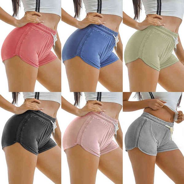

women's 2393# high elastic yoga shorts sports running fitn leisure shorts show thin, Blue