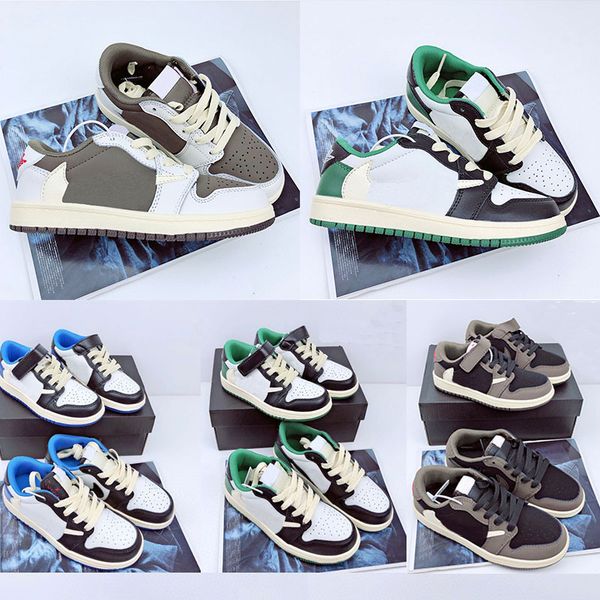 Kids 1 Баскетбольные кроссовки Candy Low Mid GS J I Infant Dark Mocha Детская обувь 1s Pine Green Game Royal Scotts Obsidian Chicago Bred Кроссовки Разноцветные 24-35