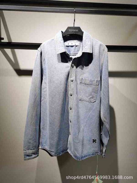 

factory online export trendy sweater off black arrow denim shirt coat ow light blue jacket couple fashion