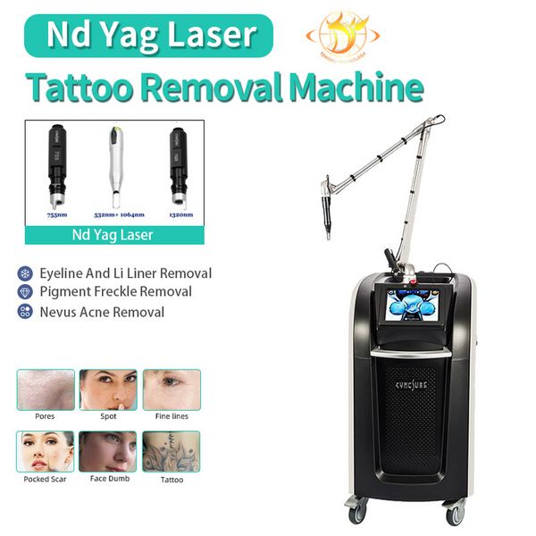 755nm Alexandrite Laser 1064nm ND YAG Laser Máquina de remoção de cabelo de pulso longo permanente de alta potência 3500W Equipamento de spa usado203U