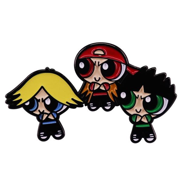 

powerpuff girls rough boy enamel pin villain combination badge, Blue