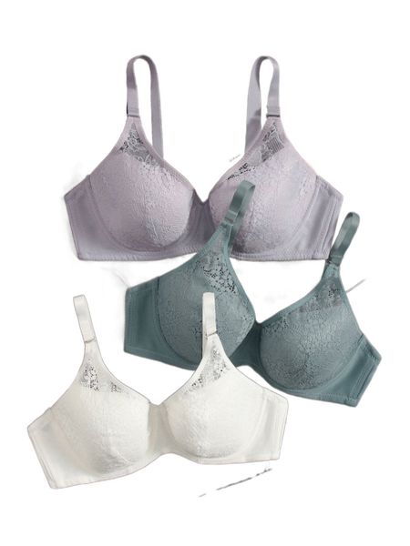 

3pack contrast lace underwire bra w2og#, Black;red